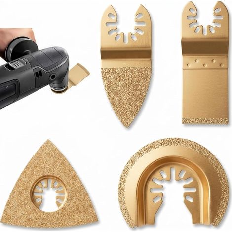 Lot de 4 lames de scie multifonction pour carrelage et mortier - Lames oscillantes pour béton et pierre - Accessoire universel (1/5)