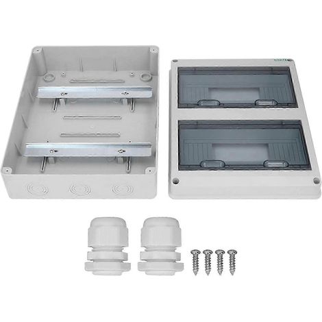 Coffret de distribution étanche 24 modules avec couvercle transparent, protection IP65, montage en saillie, boîtier électrique résistant aux intempéries pour tableau de répartition (1/5)
