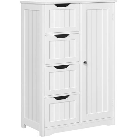 Homevive Armario Baño Blanco de Madera con Cajones 56 x 30 x 82 cm Armarios de Suelo para Baño Cocina Gabinete Almacenaje Cómoda de Dormitorio Entrada Sala de Espera (1/5)