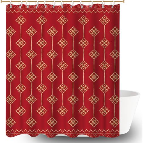 Voile de douche polyester 180x180 souple et fluide rideau imperméable pour une ambiance tropicale et dépaysante (1/5)