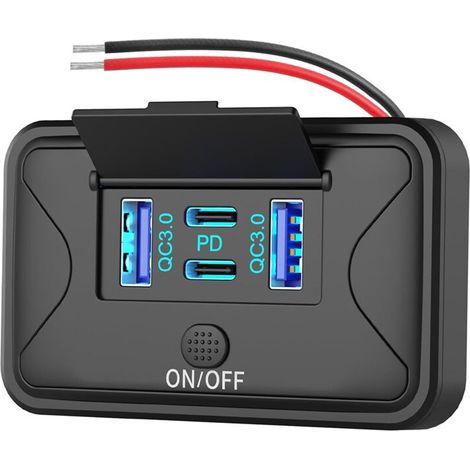78-W-USB-Wandsteckdosenleiste (4 x 12 V), Dual PD 36 W und Dual QC3.0 18 W mit Druckknopfschalter