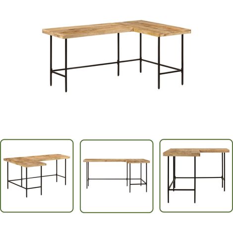 vidaXL Bureau 165x110x77 cm bois massif de manguier et fer (1/5)