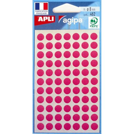Étiquettes Gommettes - AGIPA - 462 Pastilles Rondes 15mm - Couleur Rose - Adhésif Permanent - Mixte (1/2)
