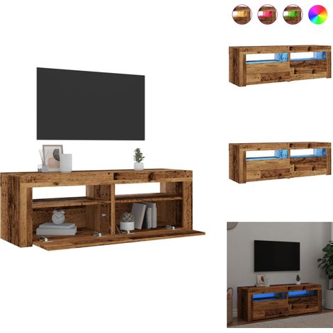 Meuble TV avec lumières LED vieux bois bois d'ingénierie - Meuble TV - Meubles TV - Support TV - Meuble Hifi (1/5)