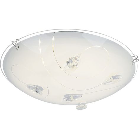 Lampada da soffitto Lampada da sala da pranzo Luce di design a LED con cristalli e linee, vetro metallico, 1x LED 8 watt 640 lumen bianco caldo, D 25 cm
