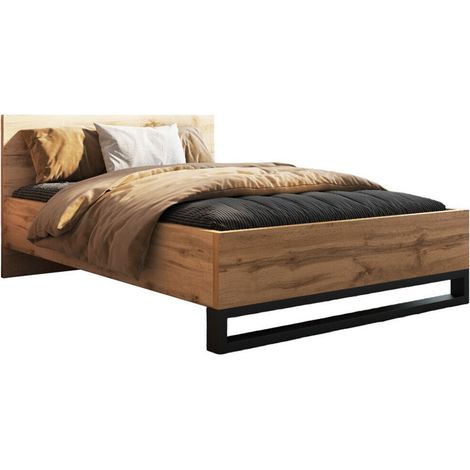 Cama Avicavu 118, Roble wotan + Negro, Doble, 180x200, Aglomerado laminado, 188x209x94cm (1/5)