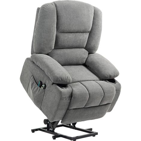 Fauteuil électrique avec aide à la levée – Massage, chaleur, poches latérales, gris foncé