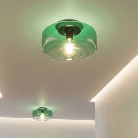 Deckenlampe Glas Metall rund Ø 35 cm Grün E27 Modern Deckenleuchte