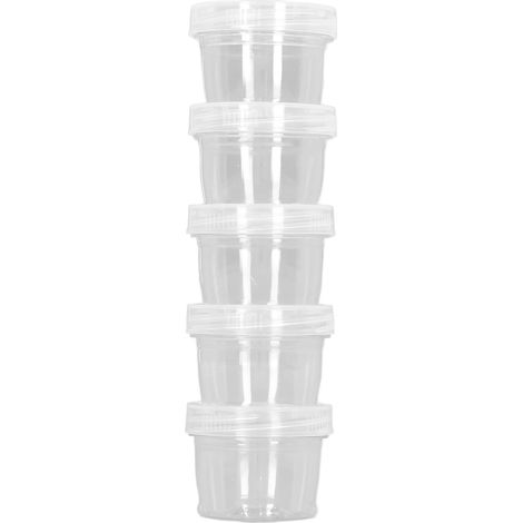 Lot de 5 boîtes à épices de camping en PET alimentaire transparent, contenants et distributeurs d'épices portables pour pique-nique et barbecue, 40 ml, blanc (1/5)