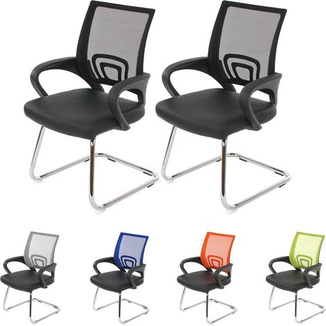Lot de 2 chaises de conférence / chaise visiteurs Ancona, simili-cuir, noir (1/5)