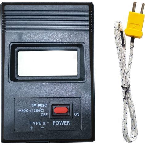 Thermomètre numérique (- 50 à 1300°c), thermomètre type K + sonde, TM902 (1/5)