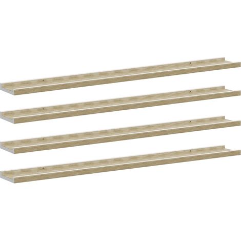 Maison Exclusive - Wandregale 4 Stk. Weiß und Sonoma-Eiche 100x9x