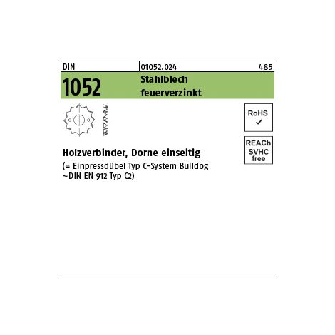 Holzverbinder DIN 1052 einseitig 95 M16 Stahlblech feuerverzinkt (1/3)