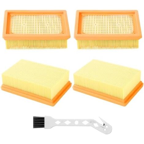 Lot de 4 Filtre Remplacement pour Kärcher WD4 WD5 WD6 MV4 MV5 MV6, Filtre plissé plat avec 1 petite brosse, accessoires Aspirateur pour Karcher Aspirateur,pour Kärcher 2.863-005.0 (1/5)