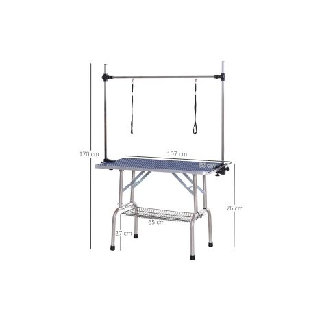 Table de toilettage bleue pour chiens et chats avec panier inférieur et capacité de charge jusqu'à 100 kg pour maison et salon (1/5)