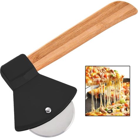 Coupe pizza en forme de hache avec manche bois pour gâteaux et crêpes outil de cuisine créatif pour découper les pizzas et les gaufres (1/5)