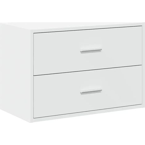 Mobile contenitore impilabile 60 x 31 x 40 cm con 2 cassetti pratico complemento d'arredo moderno in legno composito bianco 020051188