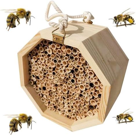 Hôtel à insectes, hôtel à insectes, abri d'hôtel à insectes en bois naturel fournitures de décoration, abeilles, coccinelles, papillons et autres insectes (1/5)