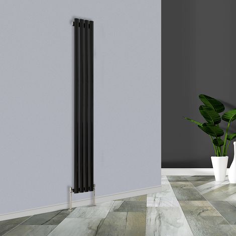 Warmehaus Black Vertical Single Oval Panel Radiator 1800x236mm (1/5)