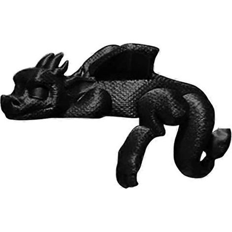 Buchstütze „Schlafender Drache“, 3D-gedruckte Vintage-Figur eines schlafenden Drachen, für Regale, Schwarz (1/5)