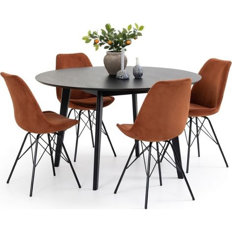 Conjunto de mesas y sillas para comedor Norsica 505, Cobre + Negro, 76x0x0cm, Diámetro: 140, Número de asientos: 4, Estilo: Contemporary