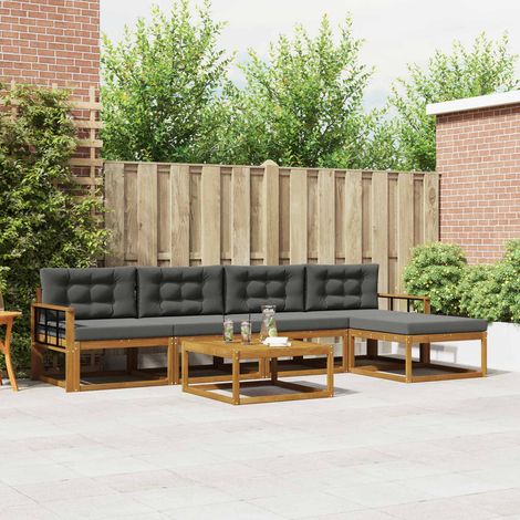 Outdoor-Sofagarnitur mit Kissen 6 pcs Natur und Anthrazit