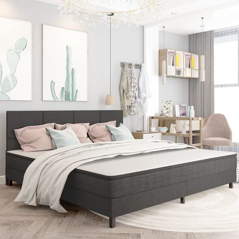 MAISON LA VIE Armoire De Tête De Lit Tête De Lit - Gris foncé Tissu 200x200 cm (1/5)