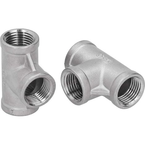 2 pièces raccords de tuyauterie en T en Acier Inoxydable NPT 1/2"-150T connecteur d'adaptateur de plomberie en T de Type T raccords de tuyauterie en Fonte filetés