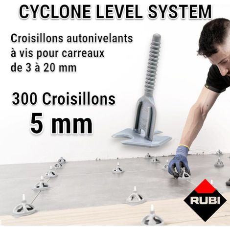 Rubi – 300 croisillons autonivellants à vis 5mm en "I" – Pour carreaux de 3 à 20 mm d'épaisseur – Serrage manuel rapide sans outil – Compatible grands formats