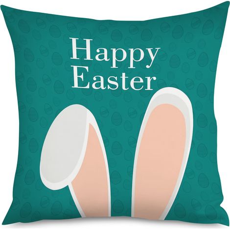 Housse de Coussin décoratif lapin et œufs cachés (1/5)