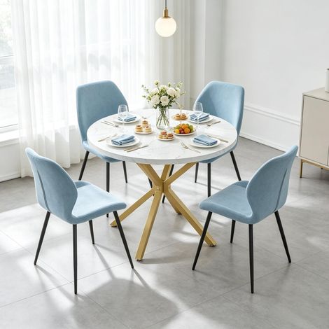 Table de cuisine ronde, table de réunion avec architecture de pieds élégante, table multifonctionnelle, idéale pour salle à manger, salon ou zone café (table de cuisine uniquement) (1/5)