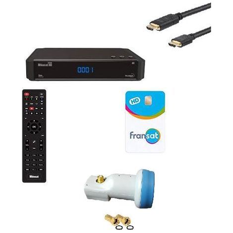 ASTON Récepteur TV satellite HD Connect + Carte Viacess Fransat PC6 + Câble HDMI + LNB -HD ME