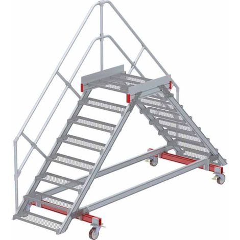 Euroline 512 mobiler Überstieg 45° Stufenausführung Stahl Gitterrost Stufenbreite 800mm 8 Stufen