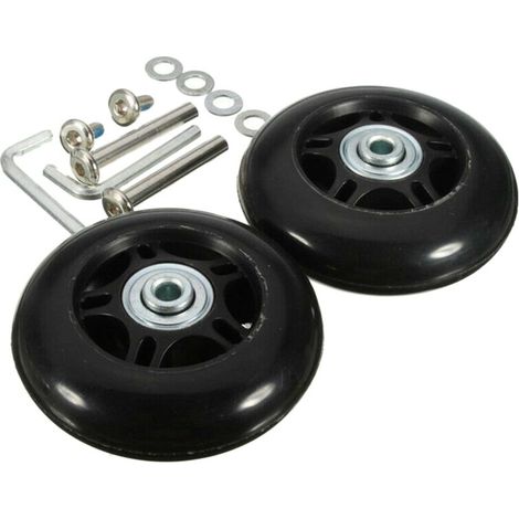 Lntyq Ersatzrollen für Gepäck – 60 mm x 24 mm – 2er-Pack – Universal-Gummirollen – Universal-Lenkrollen – Ersatzrollen für Gepäck – Schwarz (1/5)