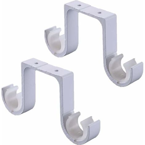 Ahlsen Soportes de techo, soportes blancos, soportes para barra de cortina doble, soportes para barra de cortina de aluminio (1/5)