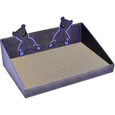 Katzenkratzbrett mit Box, Kratzkissen für Haustiere, Katzenkratzbrett aus Pappe für Katzen-Blue (1/5)
