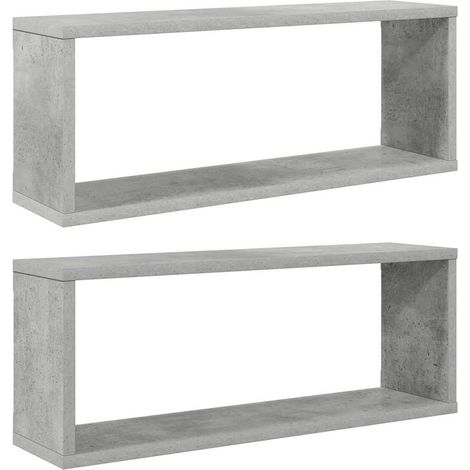 Estante cubo pared 2 uds contrachapado gris hormigón 60x15x23cm vidaXL