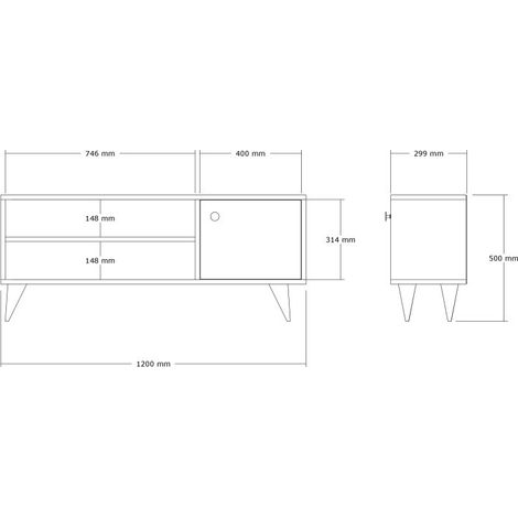 Porta TV in legno "Jena" - 120 x 29 x 50 cm - Pino Atlantico (1/5)
