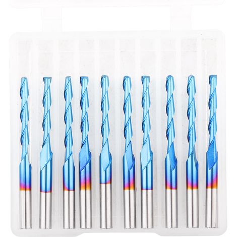 10 pièces fraise à bille en spirale à revêtement bleu à 2 cannelures fraise 2x17mm