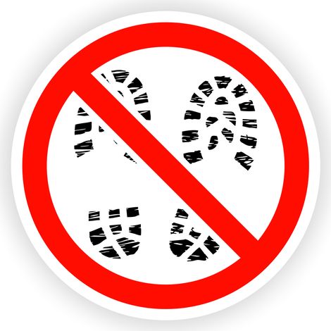 Autocollant d'information - ENTRÉE INTERDITE AVEC DES CHAUSSURES 10 cm