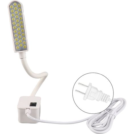 Lampe pour machine à coudre 33 LED, éclairage orientable à 360°, flexible métallique, fixation magnétique, prise US 110-240 V (1/5)