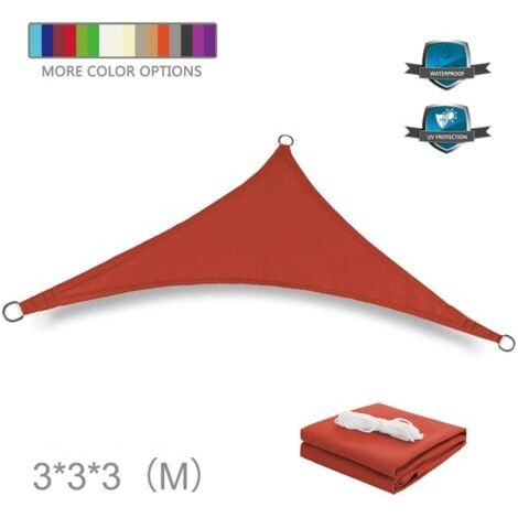 Voile d'ombrage triangulaire extérieur 3x3x3m-Garden Pool Outdoor Store Rouge (1/5)