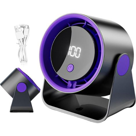 Mini ventilateur de bureau avec écran LED, circulation d’air durable, ventilateur USB rechargeable portable pour maison bureau voyage camping plage et extérieur (1/5)