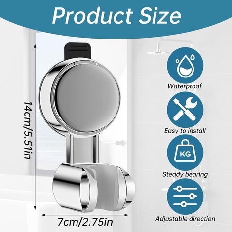 Support universel pour pommeau de douche avec ventouse - Fixation murale amovible pour pommeaux de douche à main - Blanc (1/5)
