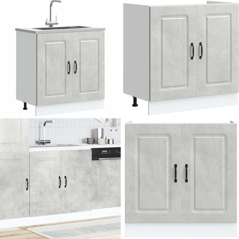 vidaXL Meuble bas pour évier Kalmar gris béton bois ingénierie (1/5)