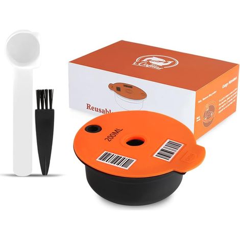 Capsules Café Réutilisables - Lot de 2 - Plastique Alimentaire - Filtre Intégré et Dameuse - Pour Machines Tassimo Bosch - 200 ml Noir (1/5)
