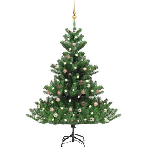 Künstlicher Weihnachtsbaum Nordmann LED & Kugeln Grün 180 cm