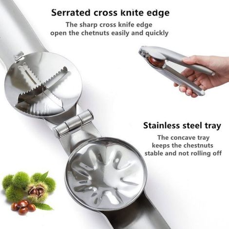Ouvre-cache-de-châtaignes - Acier-Inoxydable-304 - Design-Ergonomique-Antidérapant - Pour-Cuisine-et-Restauration - 1-Pièce (1/5)