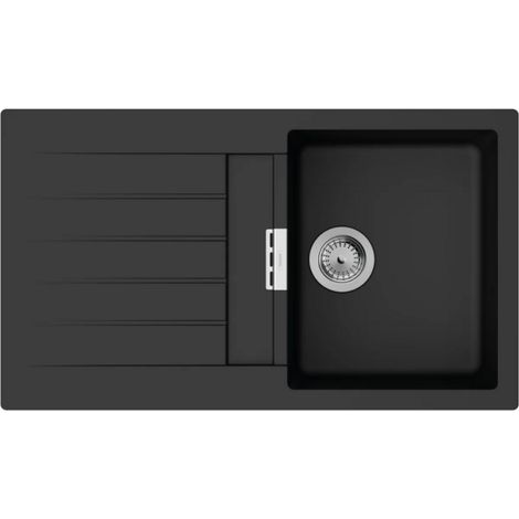 Evier 1 bac avec égouttoir 840 HANSGROHE S52 synthèse noir