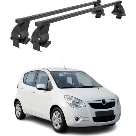 OMAC Barres de toit transversales en acier pour Opel Agila II 2007-2014 – Antivol inclus – Testées City Crash – DIN 75302:2019 – ISO/PAS 11154:2006 – Charge max 50 kg Noir (1/4)